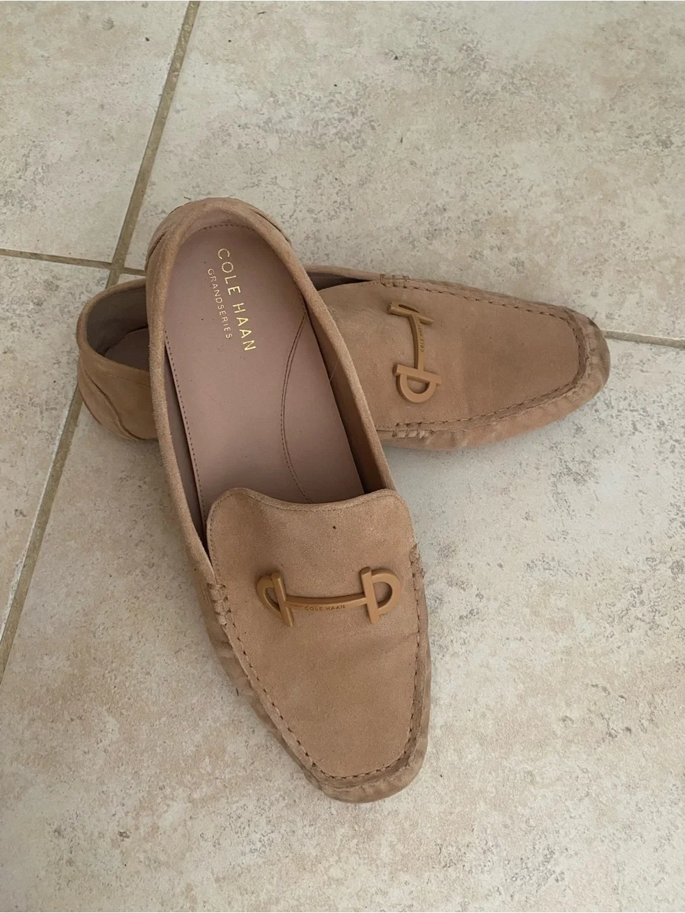Cole Haan Tan Suede Bit Loafers